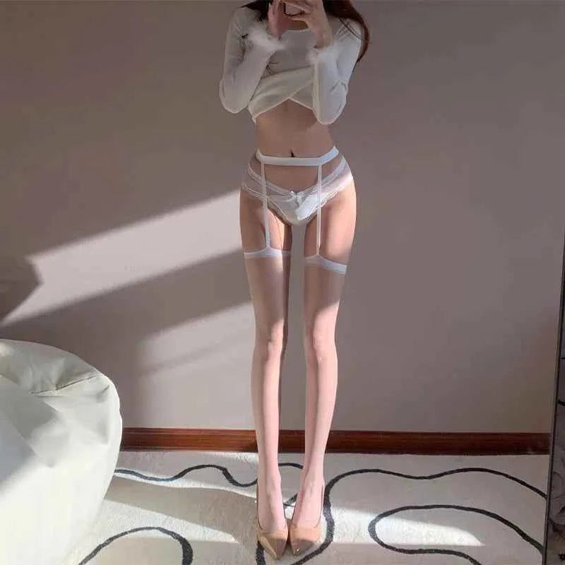 Women Nylon Stockings With Belt High Tights Pantyhose Sock