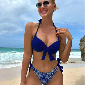 Hot Sale Of The Season New Printed Quality Bikini Strap Women's Swimsuit Set Swimwear Bikini Ensemble Bandeau Style Chinese Orig - The Genie Store