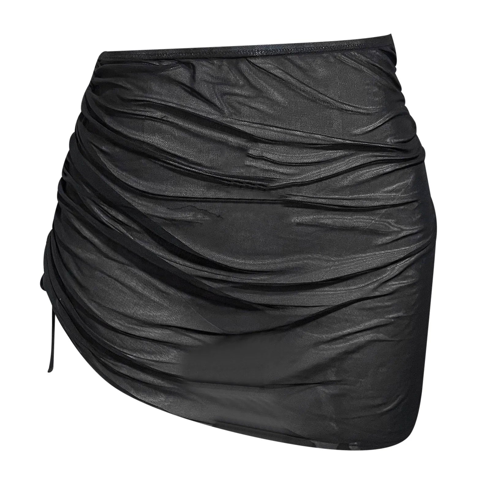 Women Short Sarongs Mesh Sheer Coverups Beach Bikini Wrap Sheer Short Skirt Swimsuit Scarf Transparent Cover Ups for Swimwear - The Genie Store