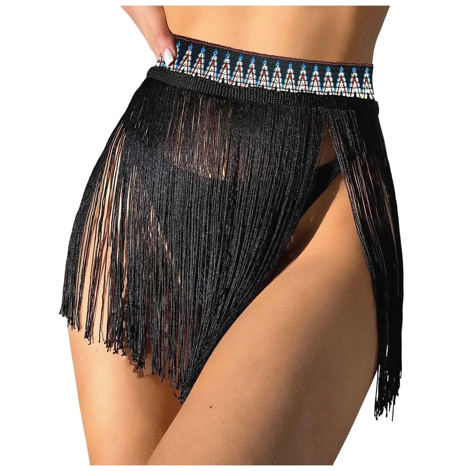 2025 New Women'S Beach Tassel Mini Skirt Bikini Triangle Swimsuit Short Skirts Bikini Beach Vacation Swimsuit Half Cover Skirt - The Genie Store