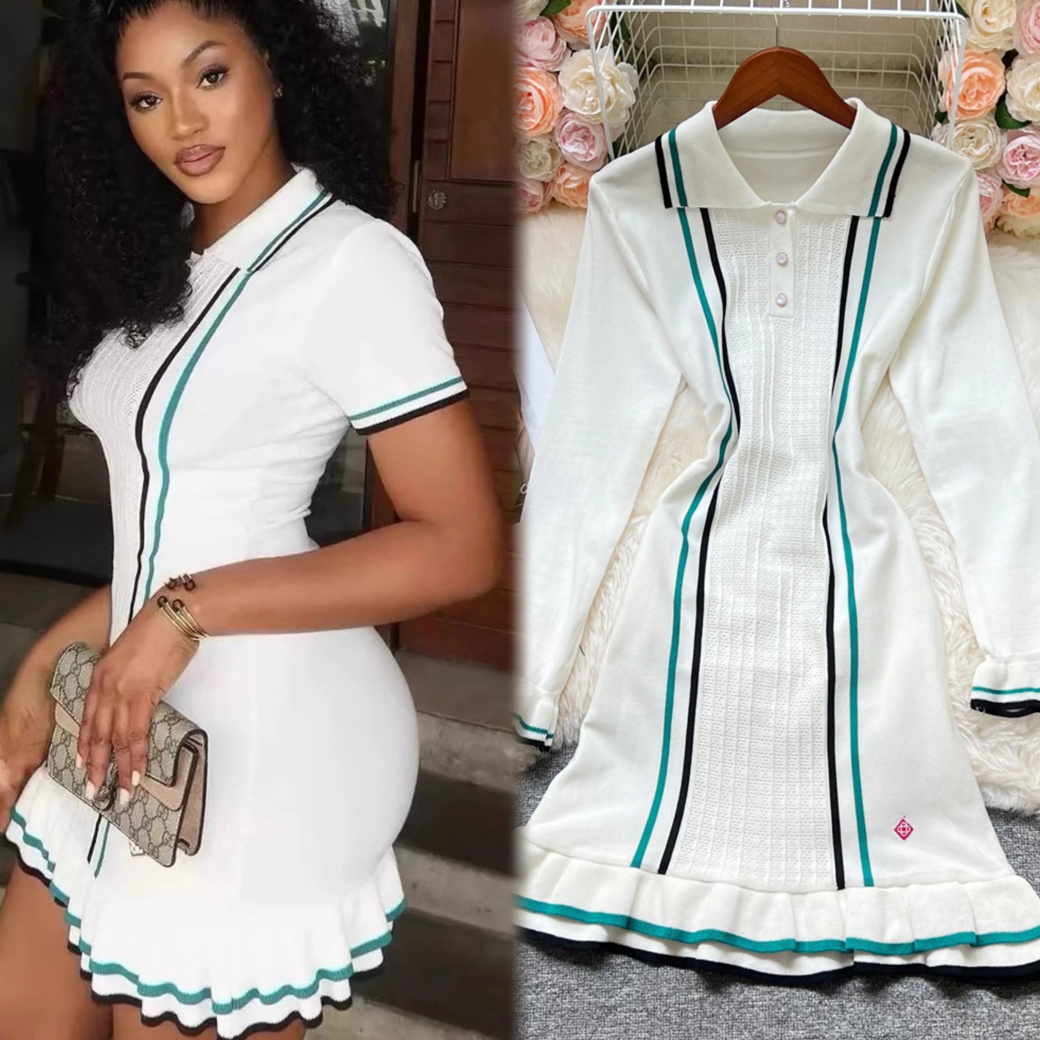 YuooMuoo Brand Fashion Women Knitted Mini Dress Ins Hot Sexy Package Hips Ruffled Party Dress Streetwear Lady Outfits Vestidos - The Genie Store