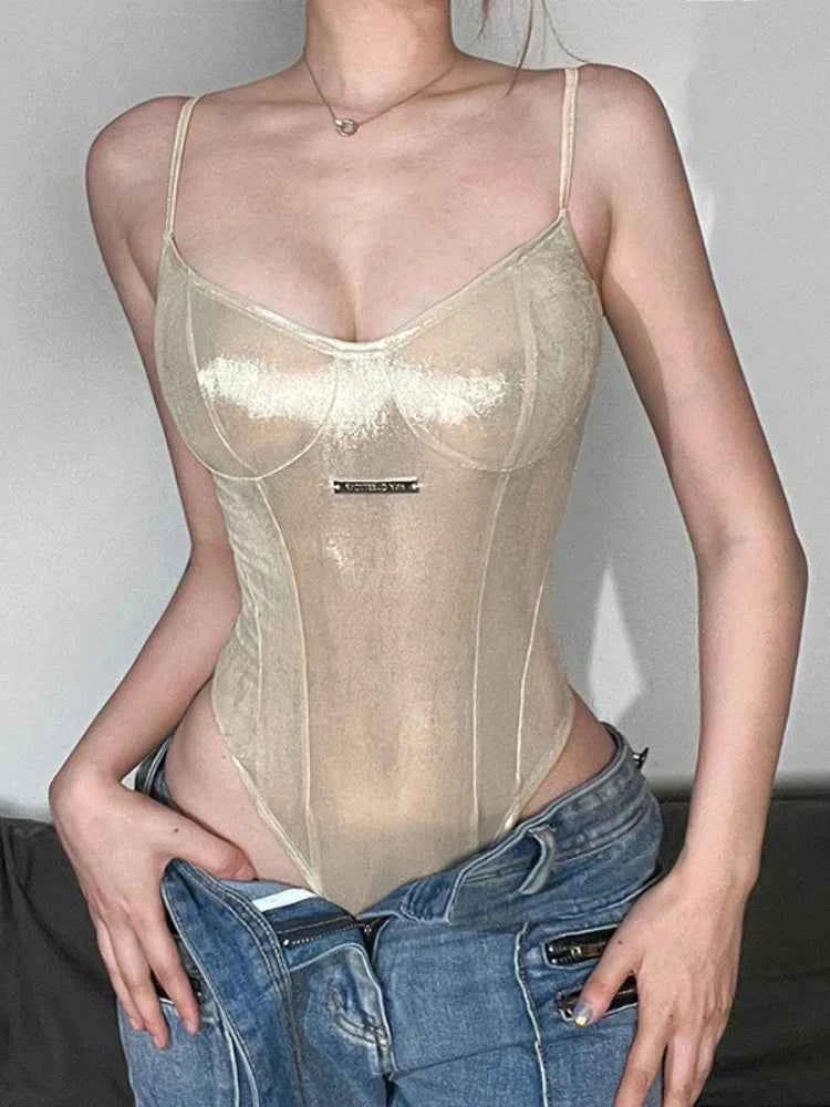 Summer New Fashion Solid Color Lingerie Sexy One-Piece Lace-Up Sleeveless Slim Fit Bodysuit Casual Streetwear Festival Outfit