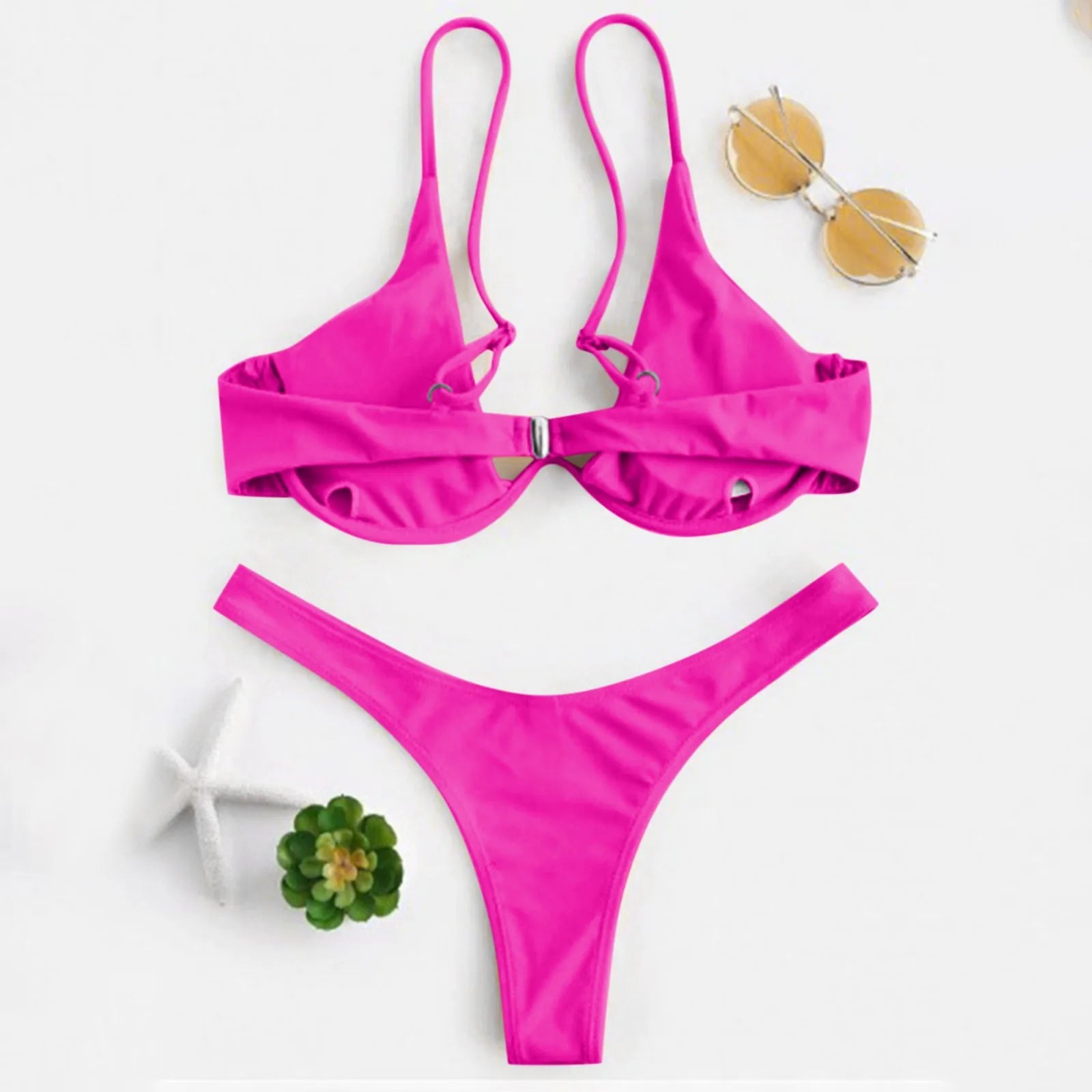bikini Sexy Split Style Solid Color Women's Swimsuit Steel Bracket Tow-Piece For Teenagers biquinis feminino tendência 2024 - The Genie Store