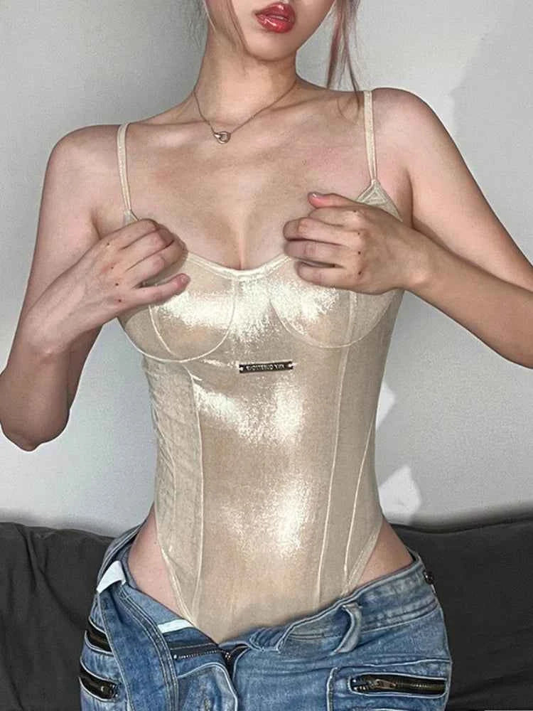 Summer New Fashion Solid Color Lingerie Sexy One-Piece Lace-Up Sleeveless Slim Fit Bodysuit Casual Streetwear Festival Outfit