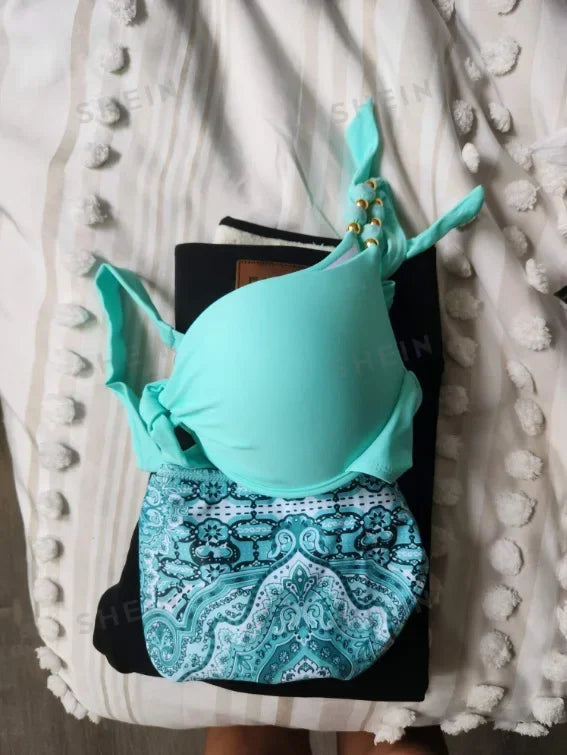 Hot Sale Of The Season New Printed Quality Bikini Strap Women's Swimsuit Set Swimwear Bikini Ensemble Bandeau Style Chinese Orig - The Genie Store