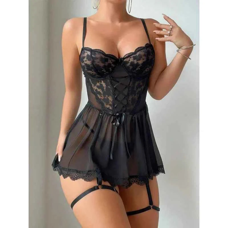 Sexy Lingerie Erotic Underwear Set Transparent Porno Lace Sexy Bra And Panty Garter Set Lingerie Sexy Hot Erotic Sleepwear