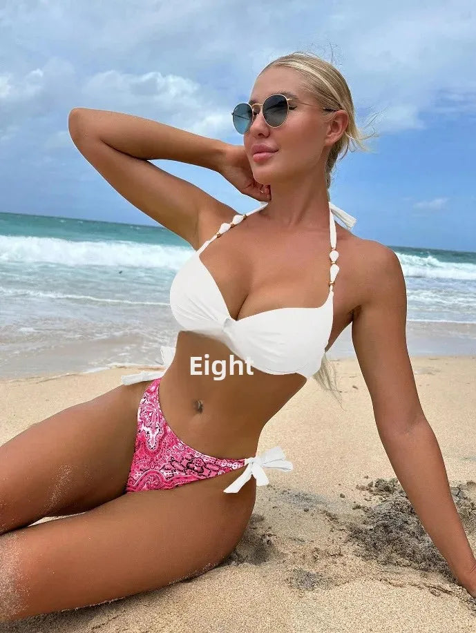 Hot Sale Of The Season New Printed Quality Bikini Strap Women's Swimsuit Set Swimwear Bikini Ensemble Bandeau Style Chinese Orig - The Genie Store