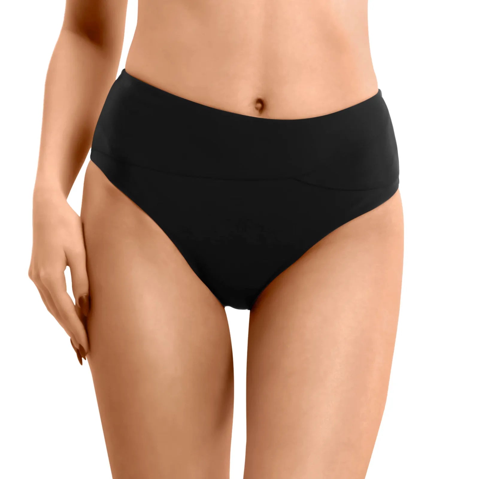 Women's Plus Size High-Waist Bikini Bottoms with Contrast Lace - The Genie Store