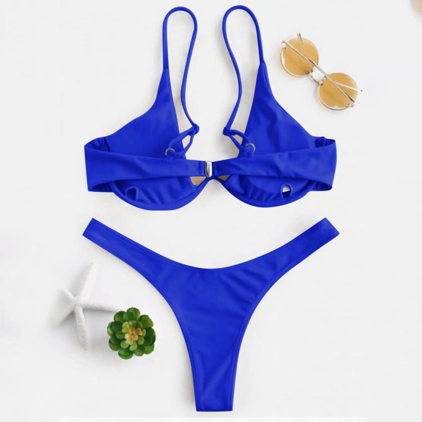 bikini Sexy Split Style Solid Color Women's Swimsuit Steel Bracket Tow-Piece For Teenagers biquinis feminino tendência 2024 - The Genie Store