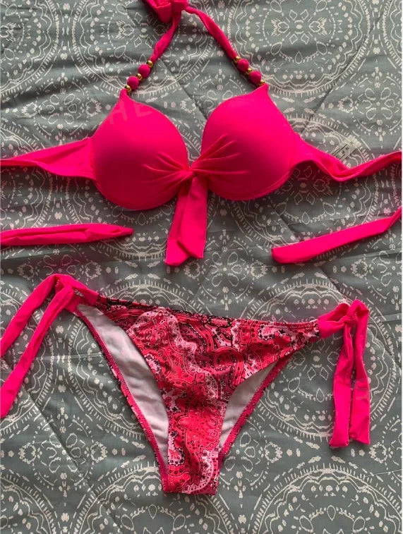 Hot Sale Of The Season New Printed Quality Bikini Strap Women's Swimsuit Set Swimwear Bikini Ensemble Bandeau Style Chinese Orig - The Genie Store