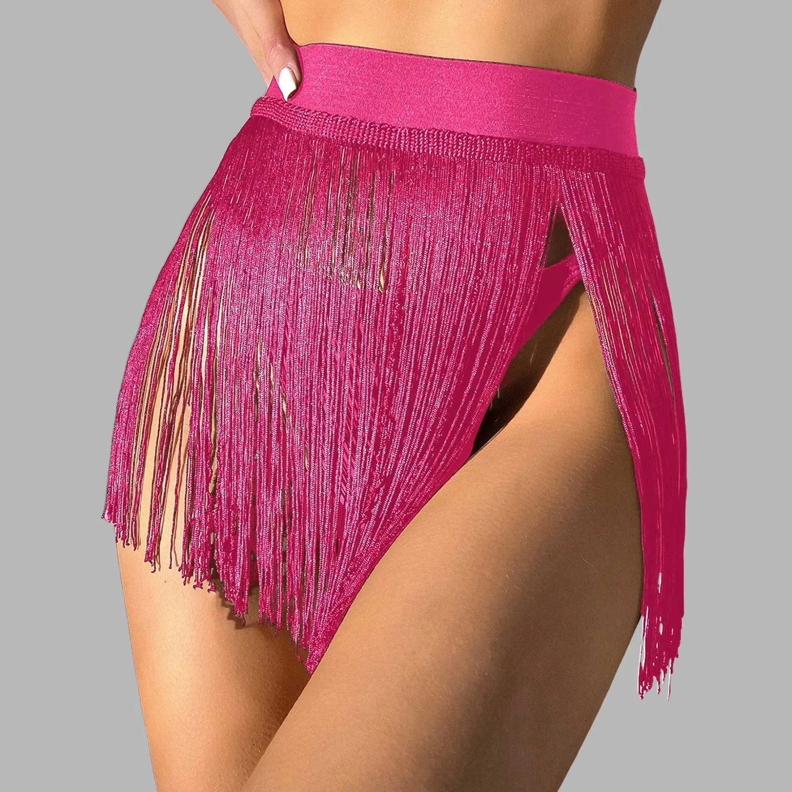 2025 New Women'S Beach Tassel Mini Skirt Bikini Triangle Swimsuit Short Skirts Bikini Beach Vacation Swimsuit Half Cover Skirt - The Genie Store