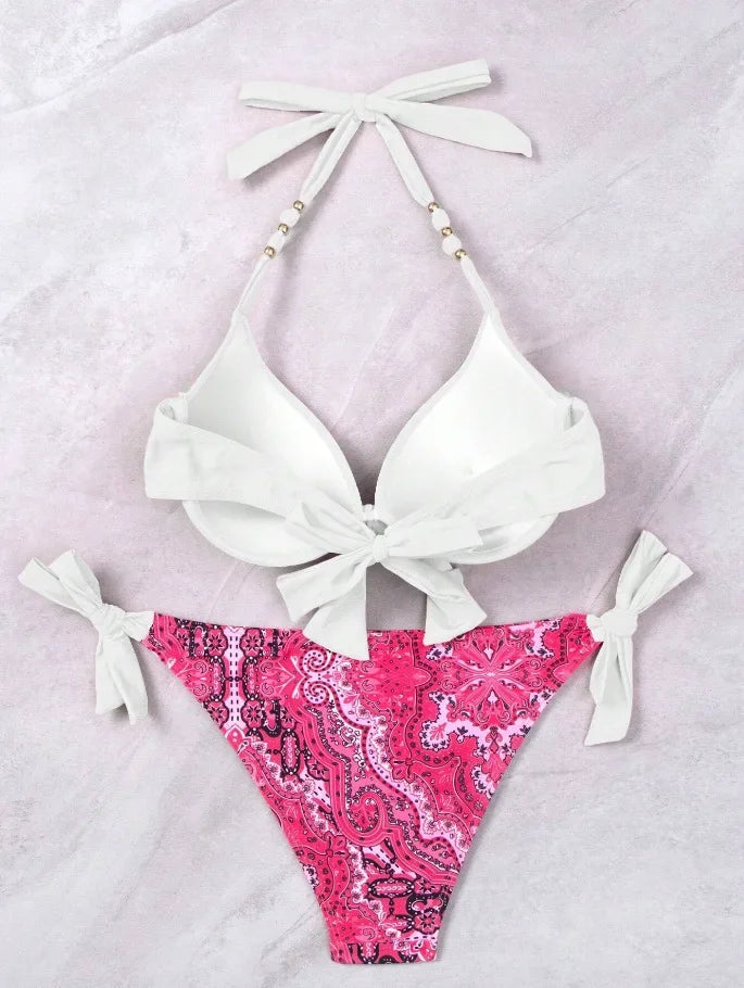 Hot Sale Of The Season New Printed Quality Bikini Strap Women's Swimsuit Set Swimwear Bikini Ensemble Bandeau Style Chinese Orig - The Genie Store