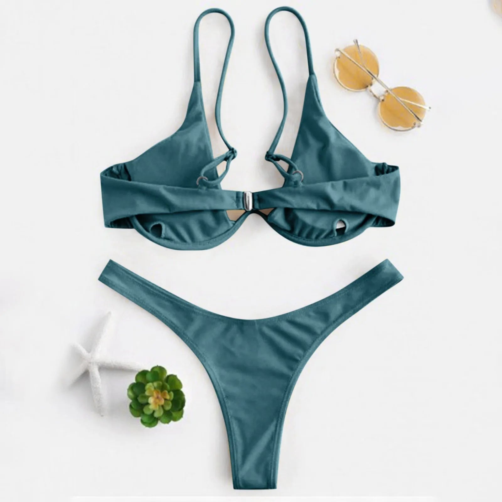 bikini Sexy Split Style Solid Color Women's Swimsuit Steel Bracket Tow-Piece For Teenagers biquinis feminino tendência 2024 - The Genie Store
