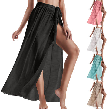 Womens Long Sarong Skirt Swimsuit Coverups Summer Beachwear Lace-Up Slit Bikini Wrap Skirts Scarf For Swimwear Cover-Ups - The Genie Store