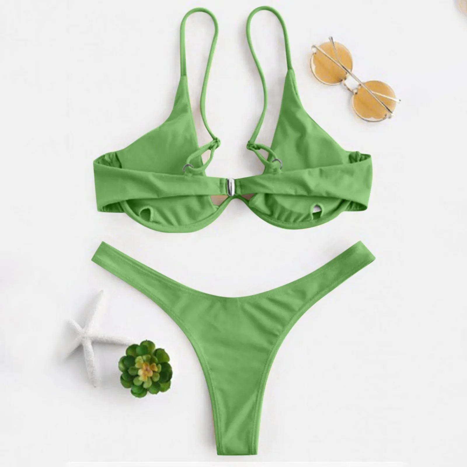 bikini Sexy Split Style Solid Color Women's Swimsuit Steel Bracket Tow-Piece For Teenagers biquinis feminino tendência 2024 - The Genie Store