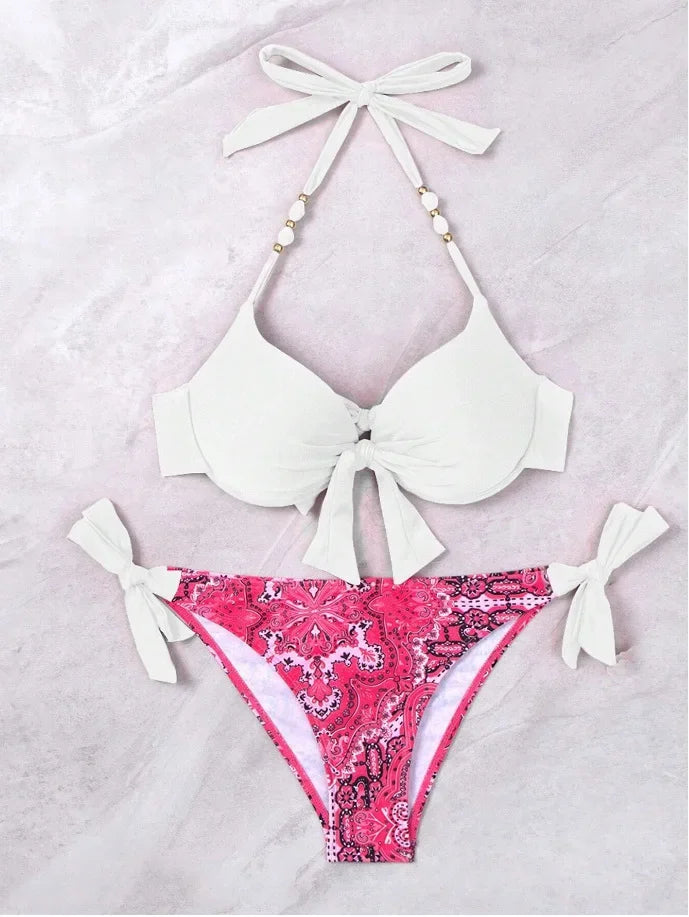 Hot Sale Of The Season New Printed Quality Bikini Strap Women's Swimsuit Set Swimwear Bikini Ensemble Bandeau Style Chinese Orig - The Genie Store