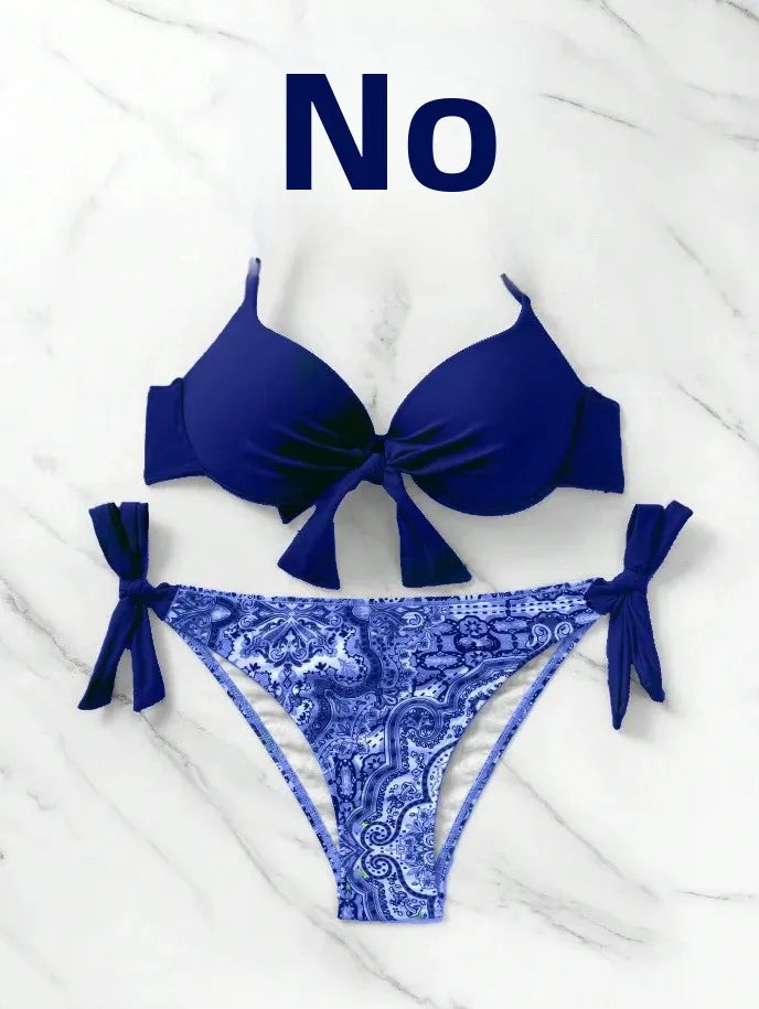 Hot Sale Of The Season New Printed Quality Bikini Strap Women's Swimsuit Set Swimwear Bikini Ensemble Bandeau Style Chinese Orig - The Genie Store