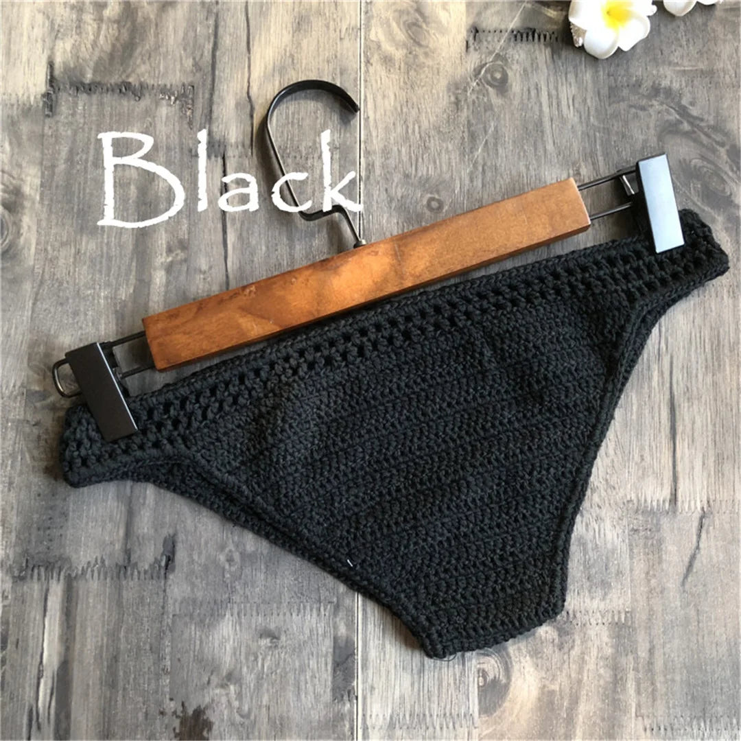 S - XL 9 Colors Crochet Knitted Bikini Bottom Swim Brief Women Swimwear Female Bather Brazilian Tanga Panties Underwear V4195 - The Genie Store