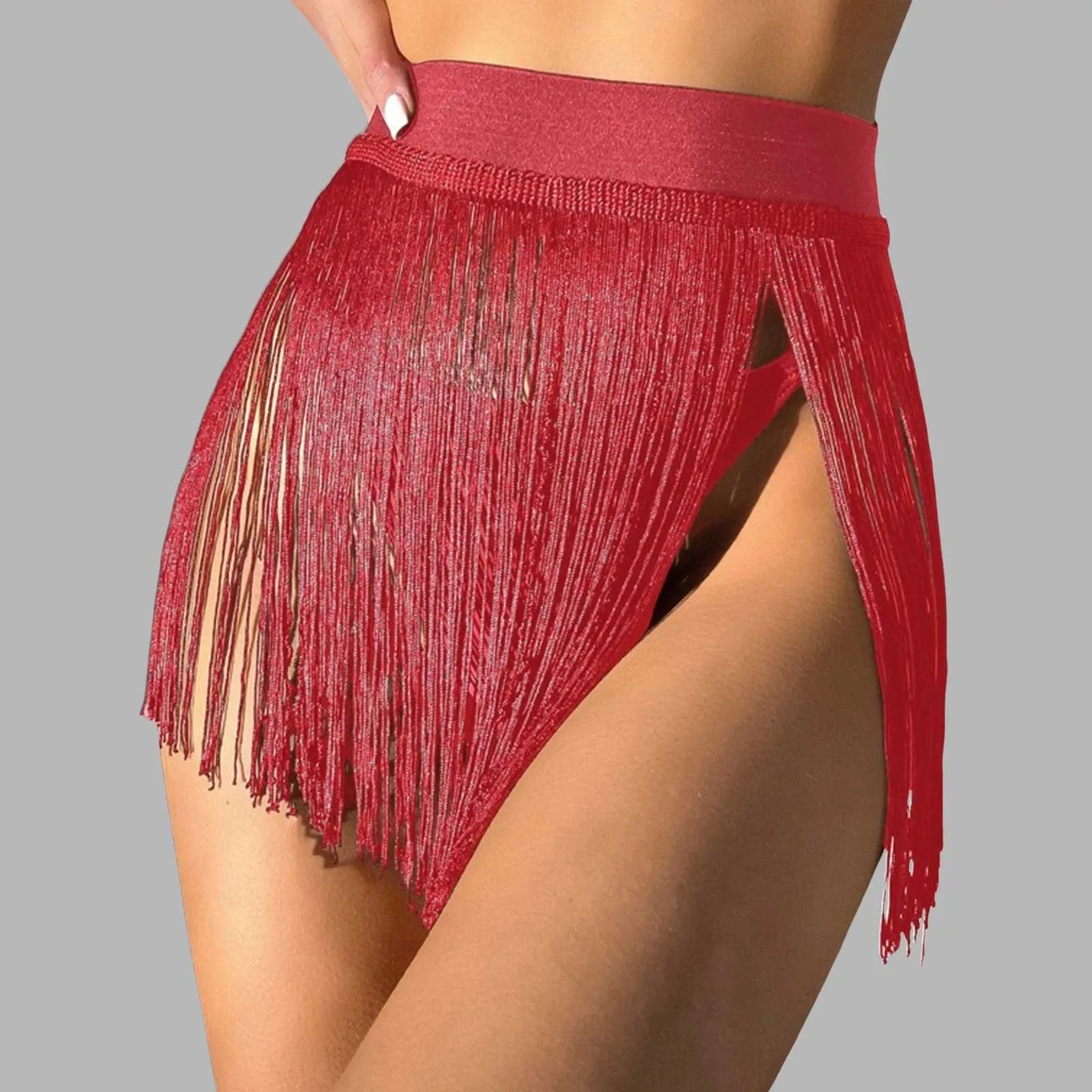 2025 New Women'S Beach Tassel Mini Skirt Bikini Triangle Swimsuit Short Skirts Bikini Beach Vacation Swimsuit Half Cover Skirt - The Genie Store