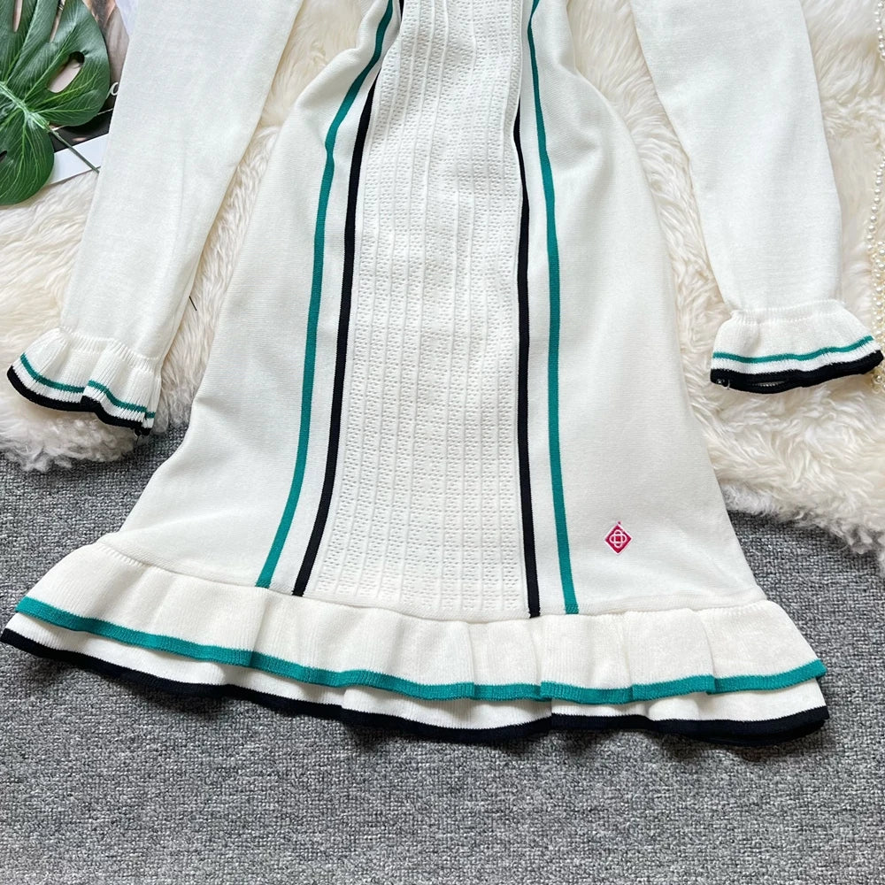 YuooMuoo Brand Fashion Women Knitted Mini Dress Ins Hot Sexy Package Hips Ruffled Party Dress Streetwear Lady Outfits Vestidos - The Genie Store