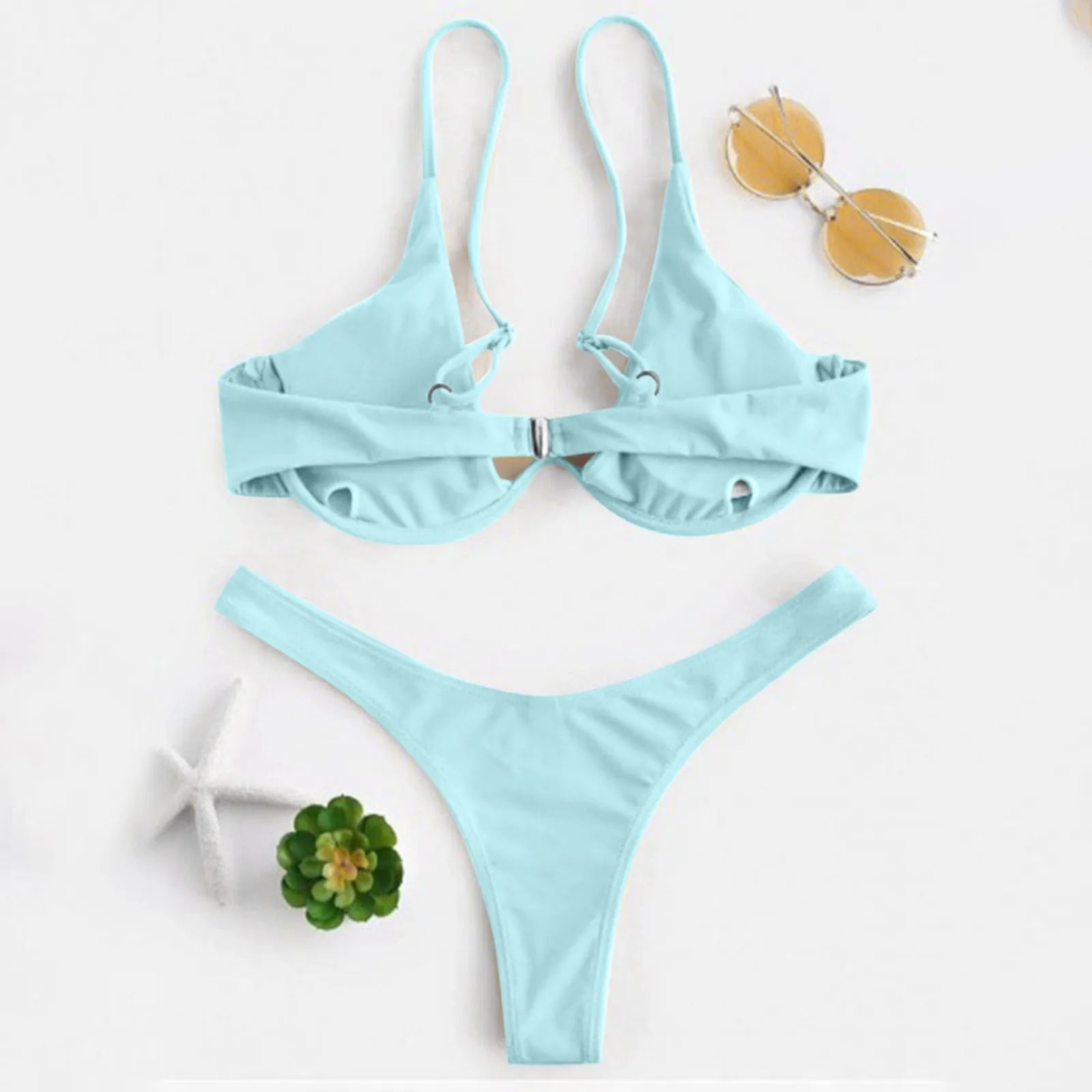 bikini Sexy Split Style Solid Color Women's Swimsuit Steel Bracket Tow-Piece For Teenagers biquinis feminino tendência 2024 - The Genie Store