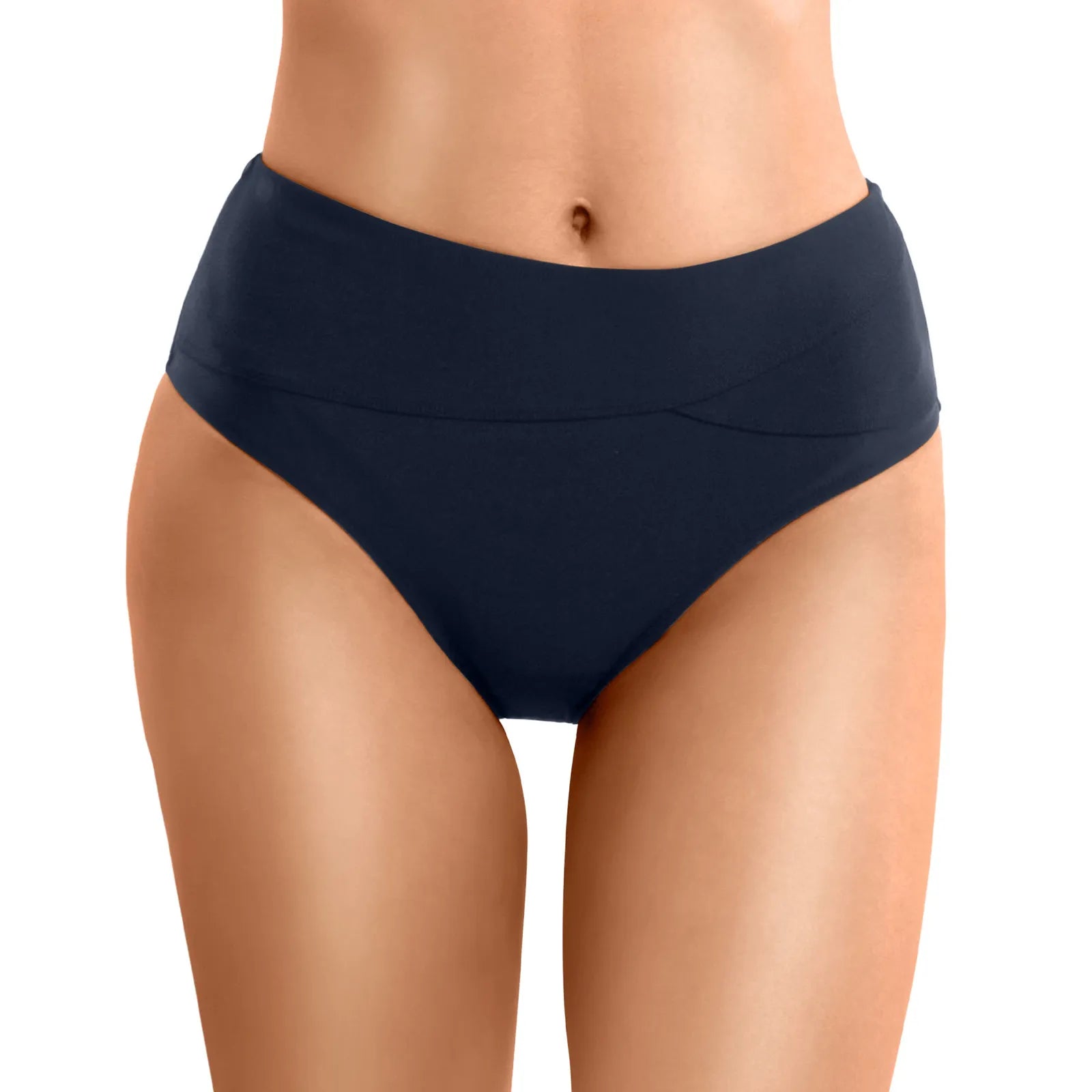 Women's Plus Size High-Waist Bikini Bottoms with Contrast Lace - The Genie Store