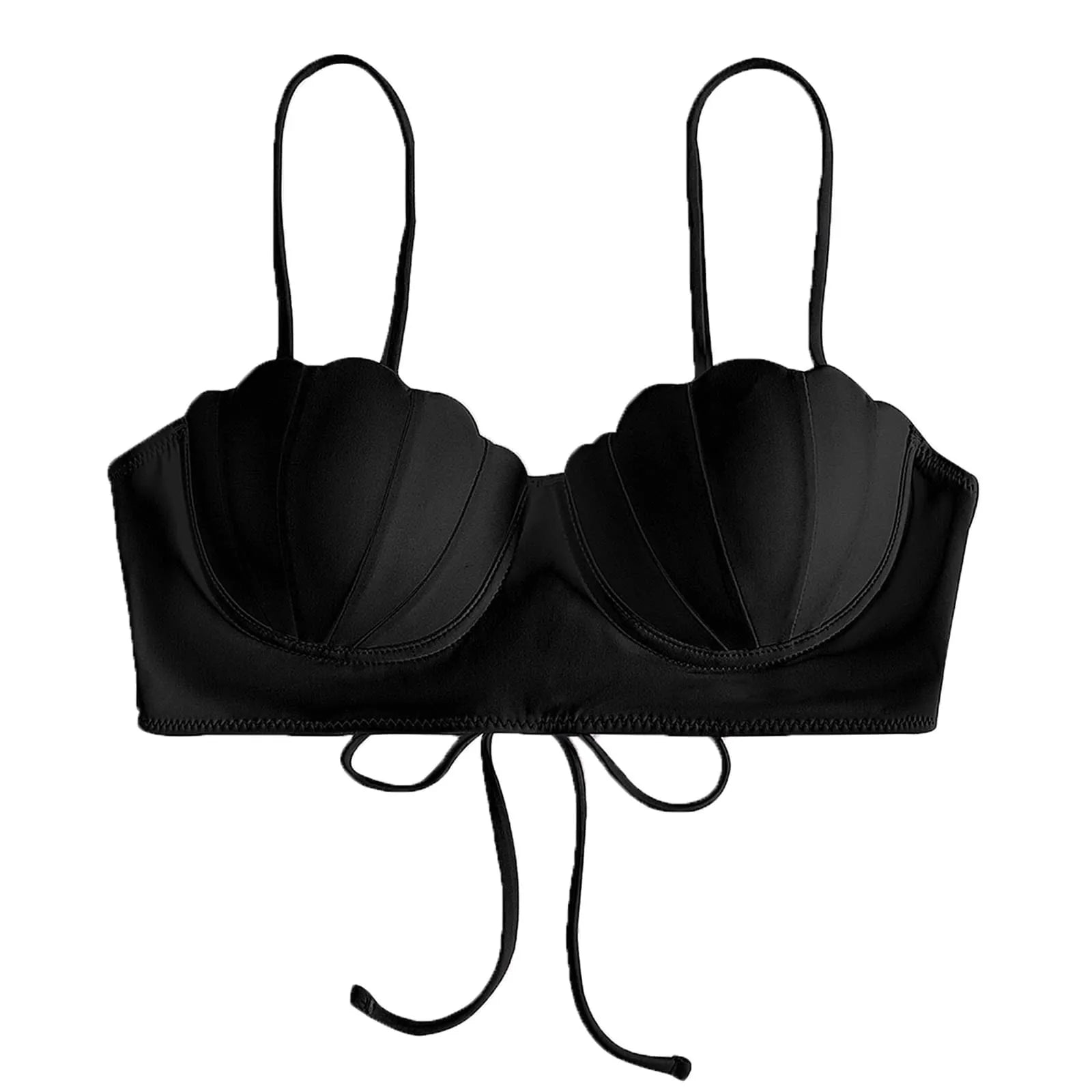 Solid Sexy Bikini Top 2025 Strappy Seashell Bikini Top Swim Tops Push Up Bathing Suit Tops For Women With Trajes De BañO Mujer - The Genie Store