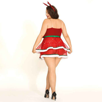 Christmas Plus Size Sexy Lingerie Dress - Plus Size Christmas Lingerie for Festive Elegance in Western Style