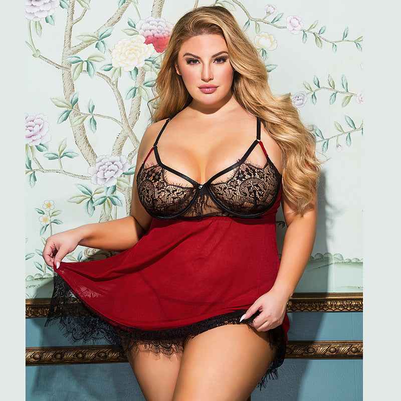 Curvy Couture Backless Lace Slip Nightdress – Embrace Your Sexy Side in Plus Size Lingerie - The Genie Store